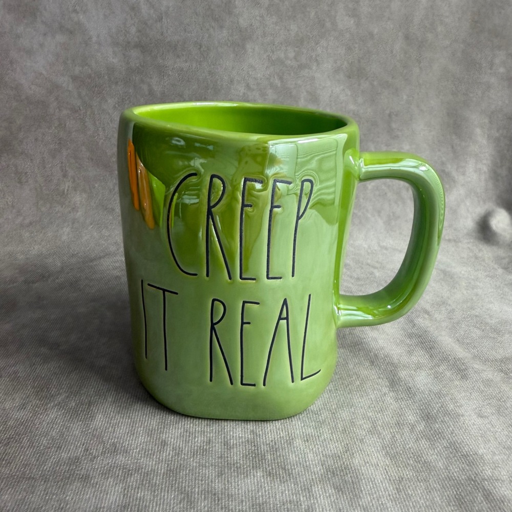 Rae Dunn Mug Green Creep It Real Halloween Pumpkin Artisan Coffee Cup 16oz